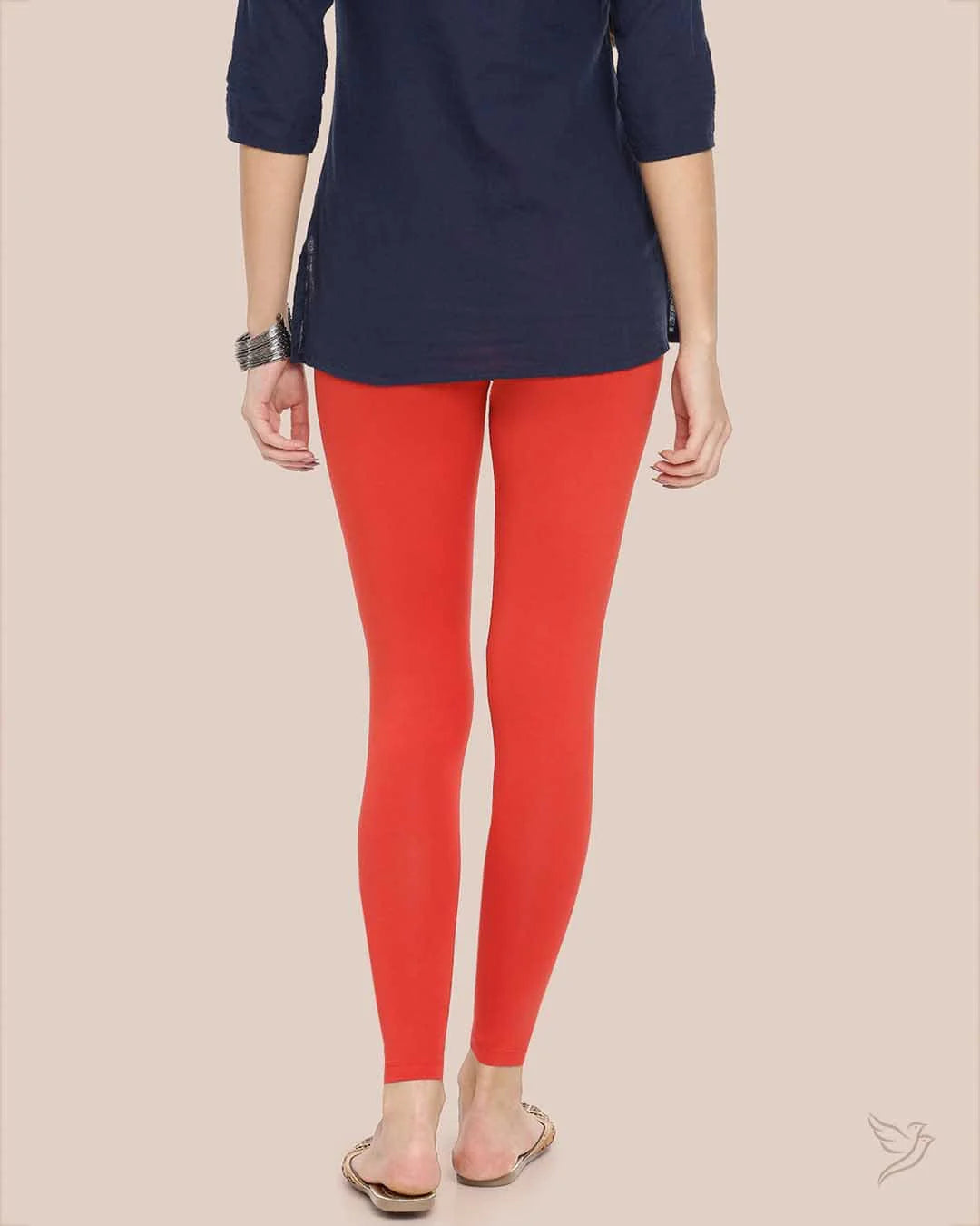 Twin Birds Ankle Legging - Coral Flame