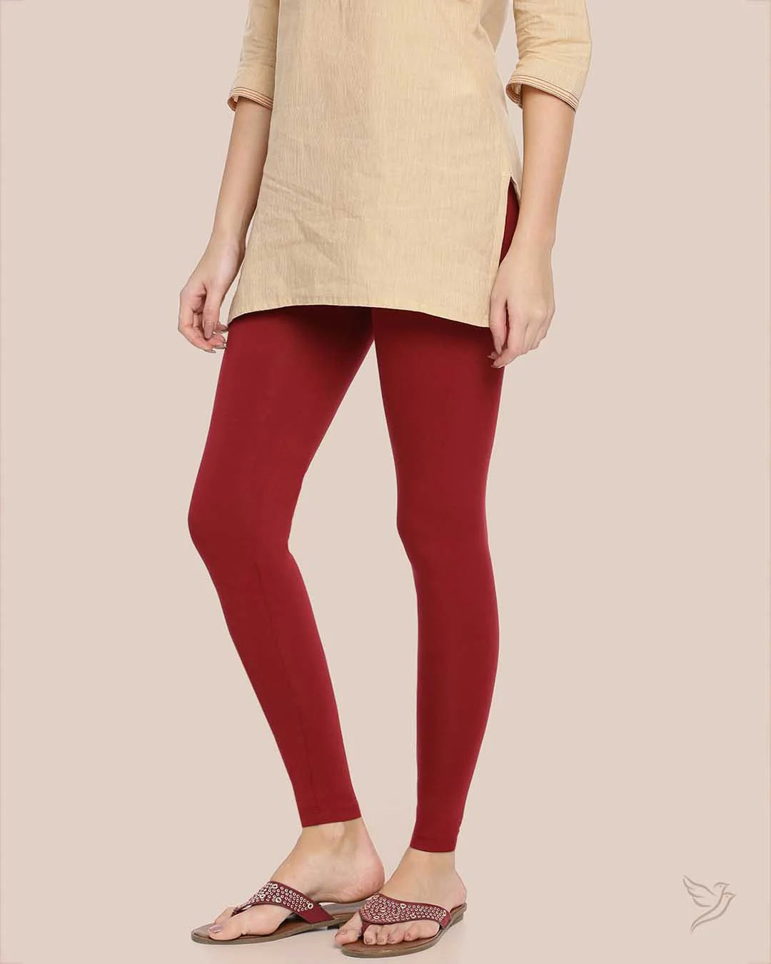Twin Birds Ankle Legging - Burgundy