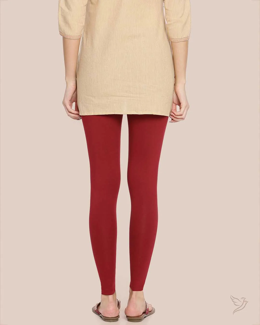 Twin Birds Ankle Legging - Burgundy