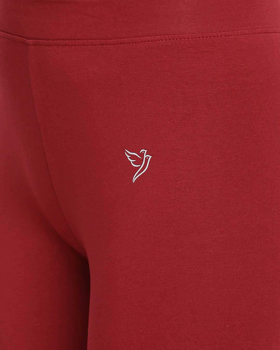 Twin Birds Ankle Legging - Burgundy