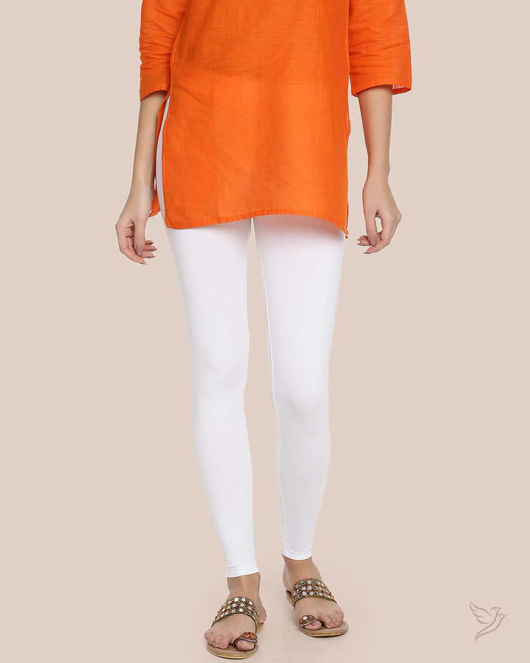 Twin Birds Ankle Legging - Pearl White