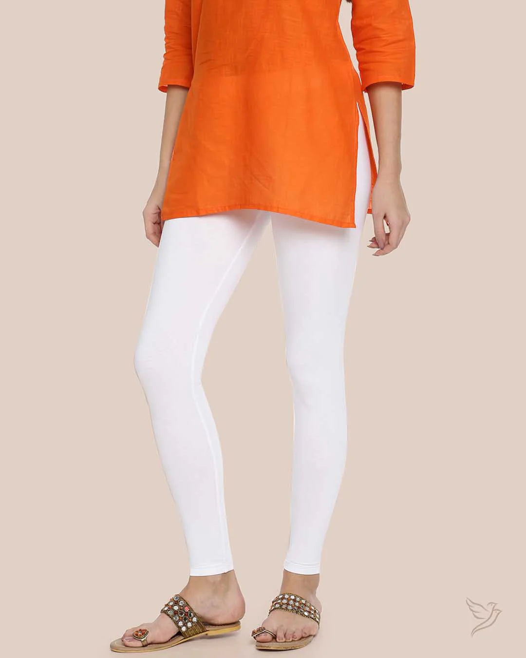 Twin Birds Ankle Legging - Pearl White