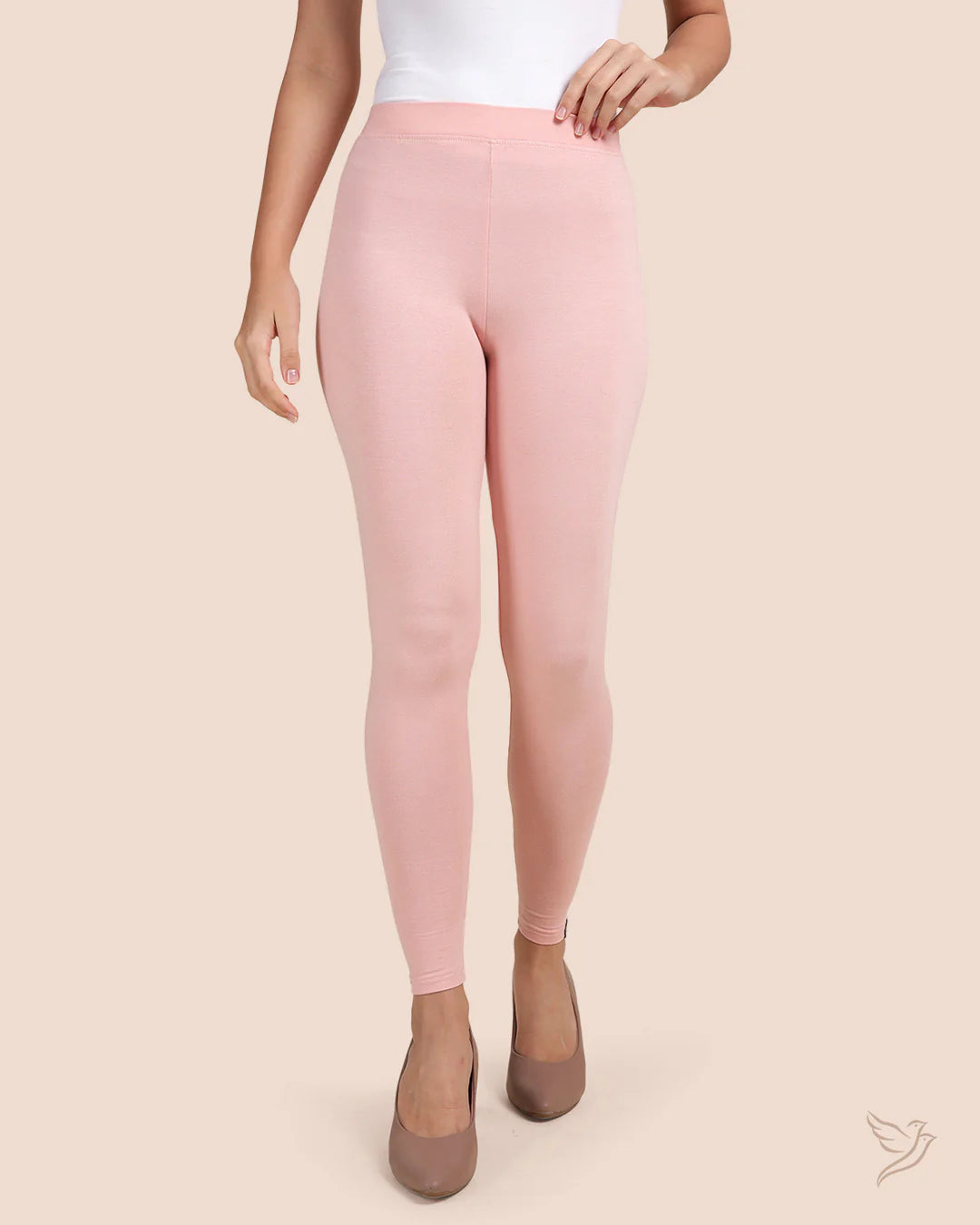 Twin Birds Churidar Legging - Peach Pink