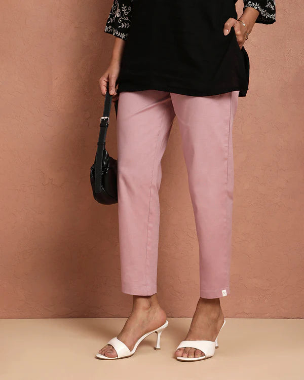 Twin Birds Cotton Straight Pant - Rose Dust