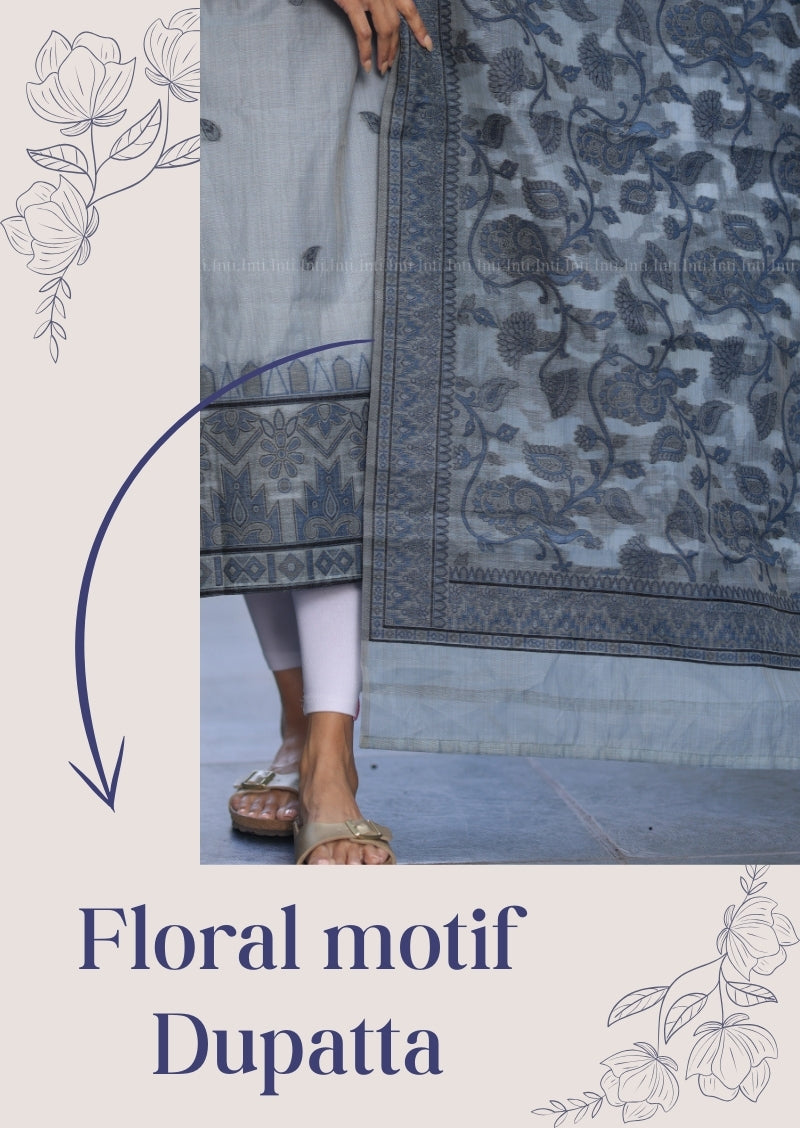 Blue Blossom Top & Dupatta Set