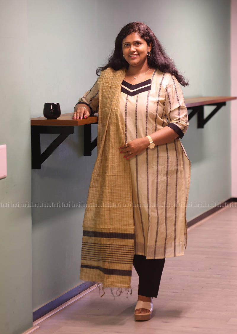 Artisan Beige Top & Dupatta Set