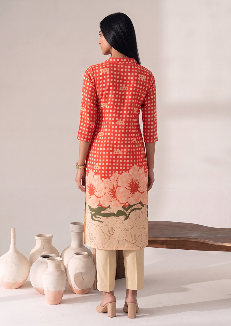 Coral Checkmate Top & Pant