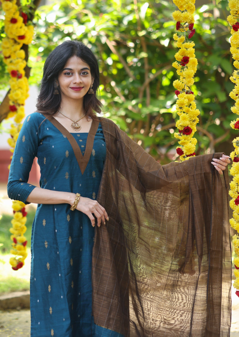 Deep Wood Teal Salwar Suit