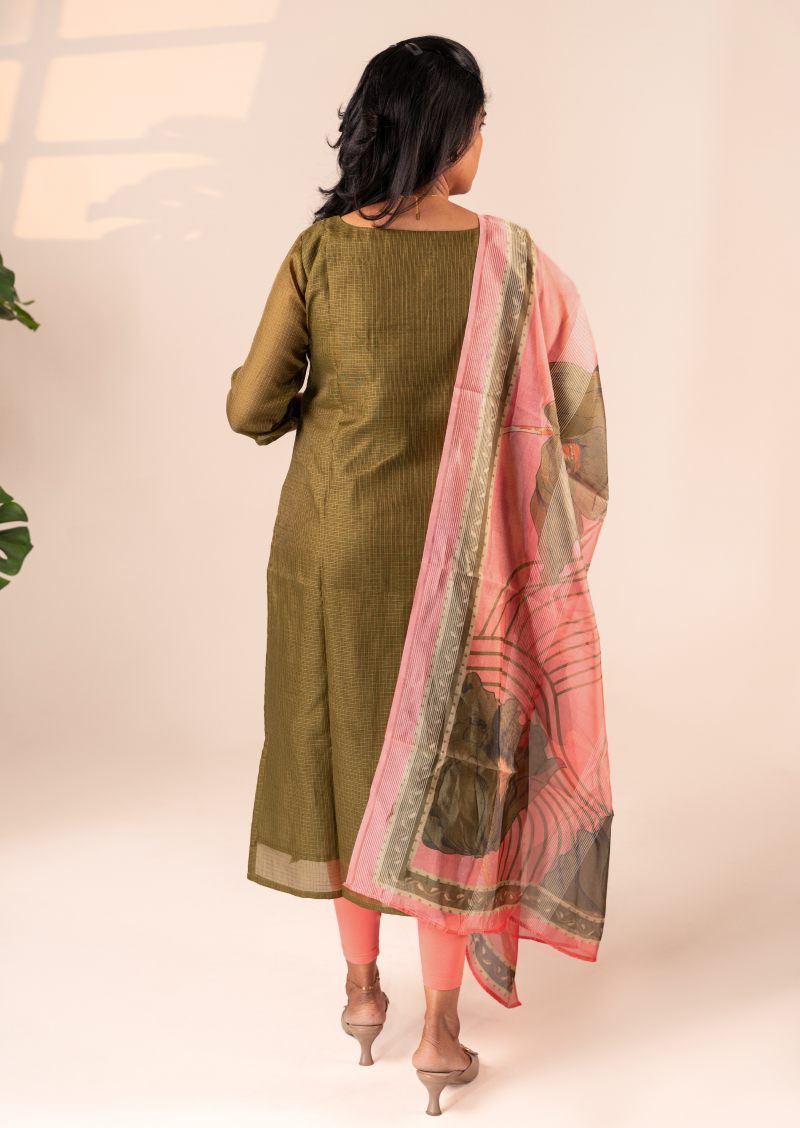 Evergreen Weave Top & dupatta Set