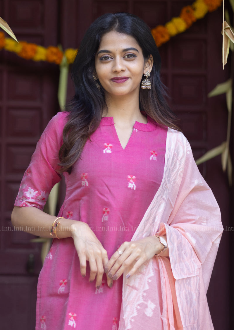 Flaming Petal Top & Dupatta Set
