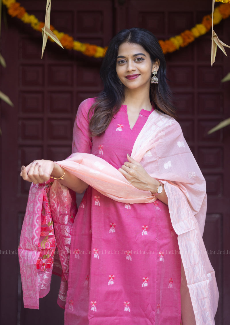 Flaming Petal Top & Dupatta Set