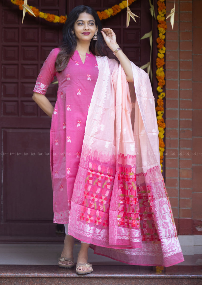 Flaming Petal Top & Dupatta Set
