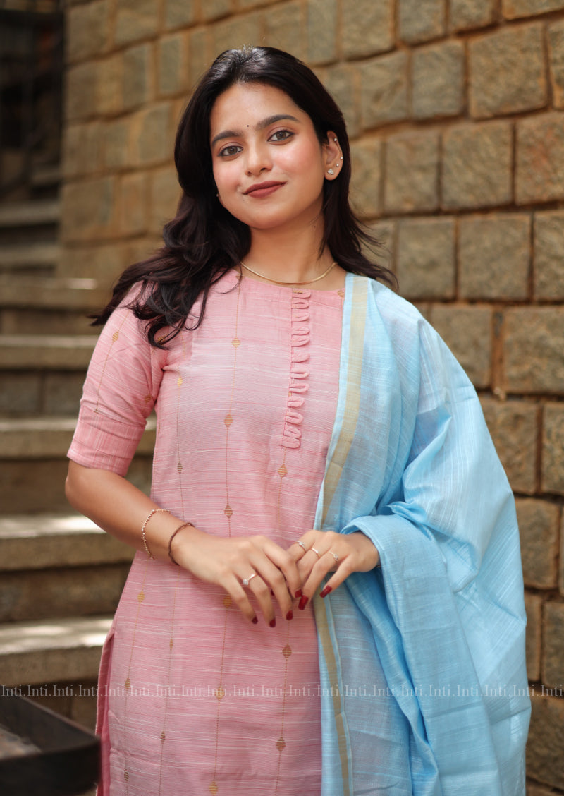Gulabi Thread Top and Dupatta Set