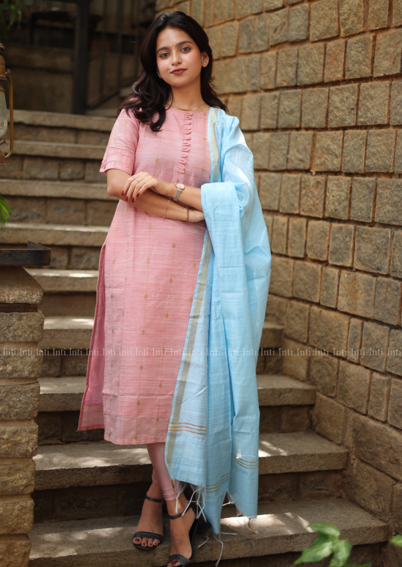 Gulabi Thread Top and Dupatta Set