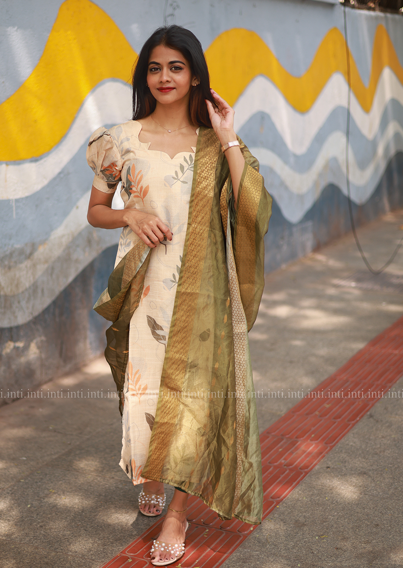 Leafy Serenade Top & Dupatta Set
