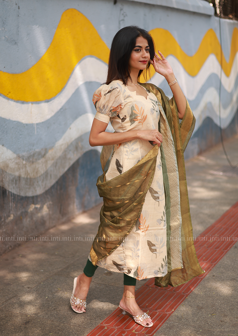Leafy Serenade Top & Dupatta Set