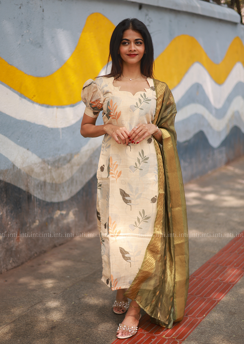Leafy Serenade Top & Dupatta Set