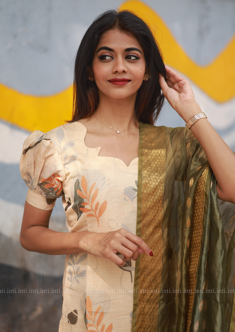 Leafy Serenade Top & Dupatta Set