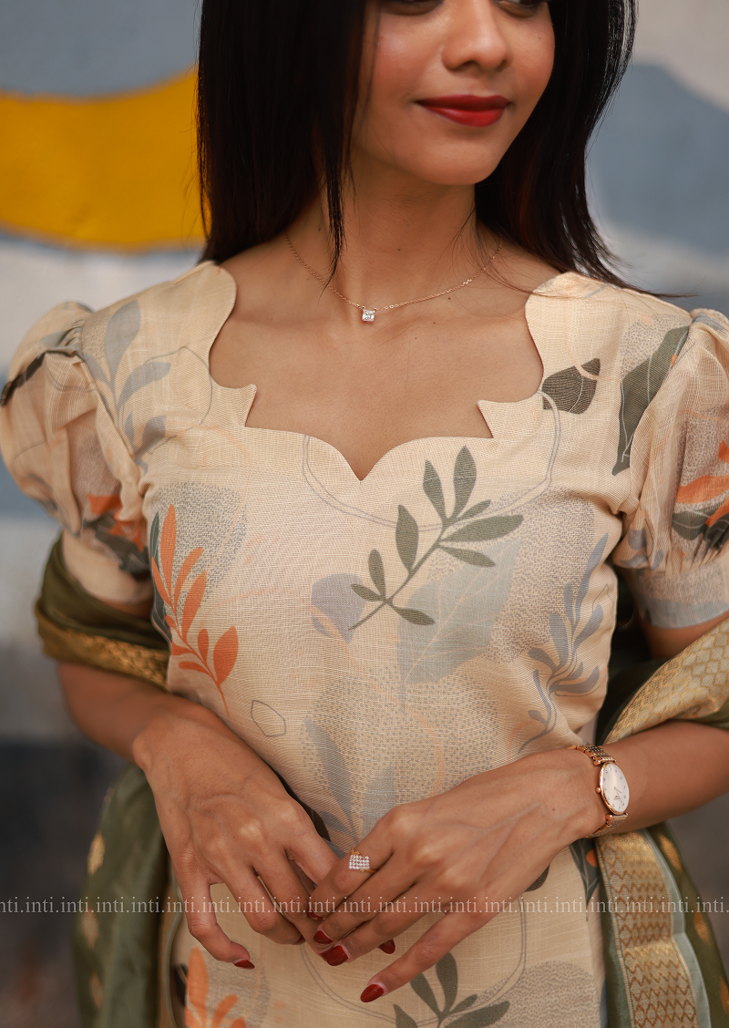 Leafy Serenade Top & Dupatta Set