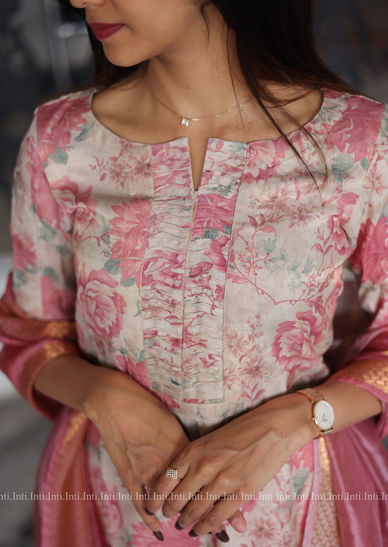 Soft Rosette Top and Dupatta Set