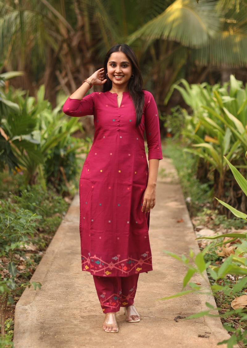 Fuchsia Folk Top & Pant Set