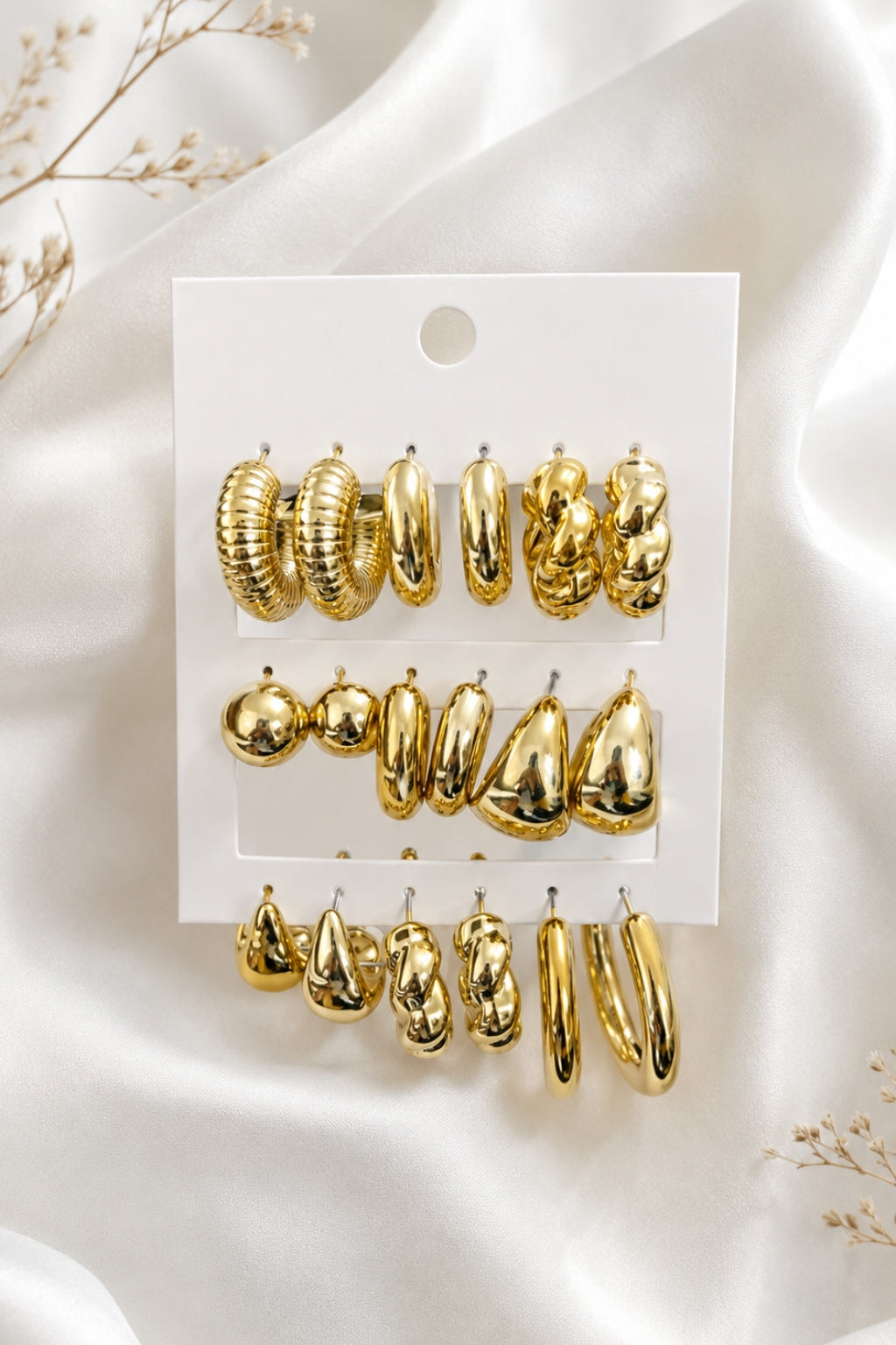 Puffy hoop Earrings Pack