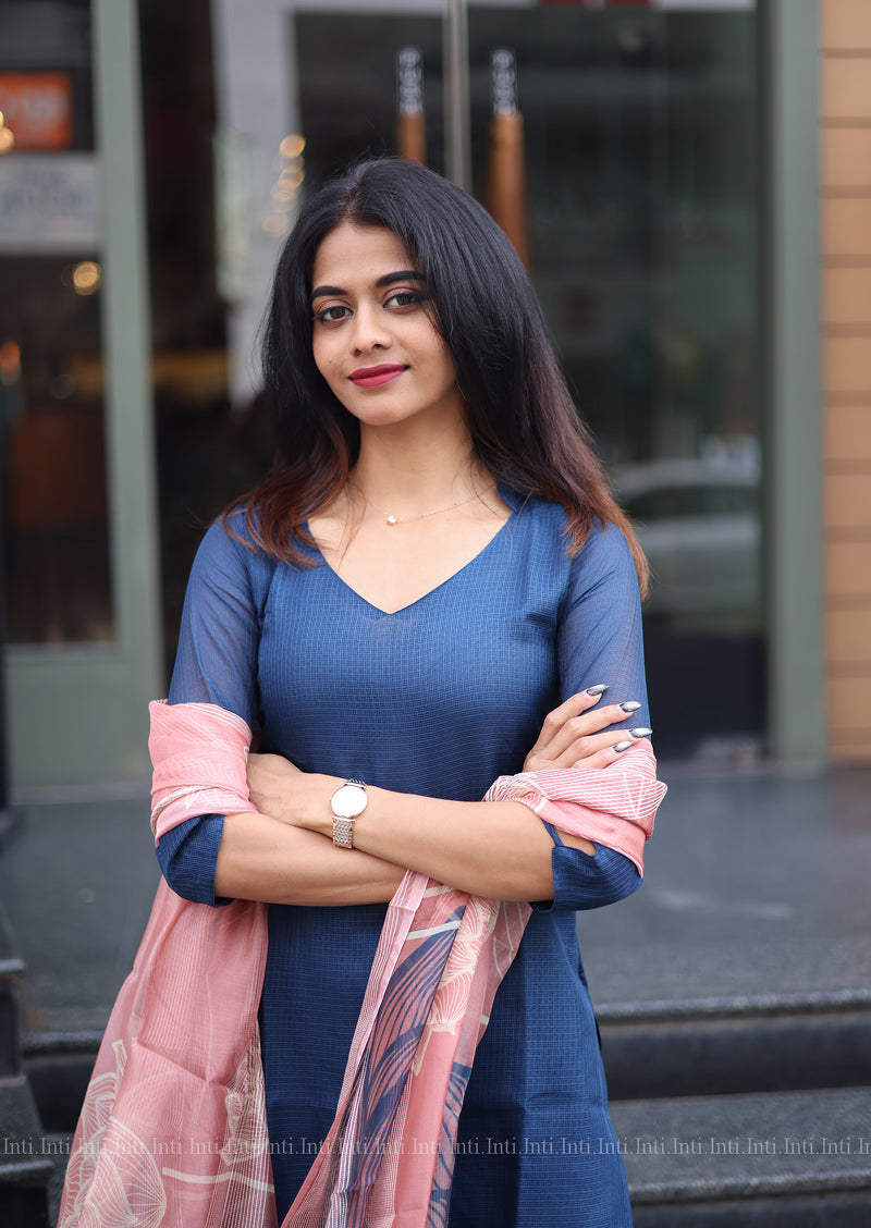 Indigo Wave Top & Dupatta Set