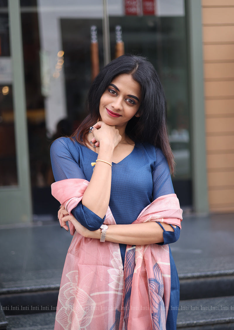 Indigo Wave Top & Dupatta Set