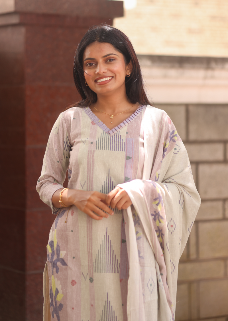 Muted Rose Top & Dupatta Set