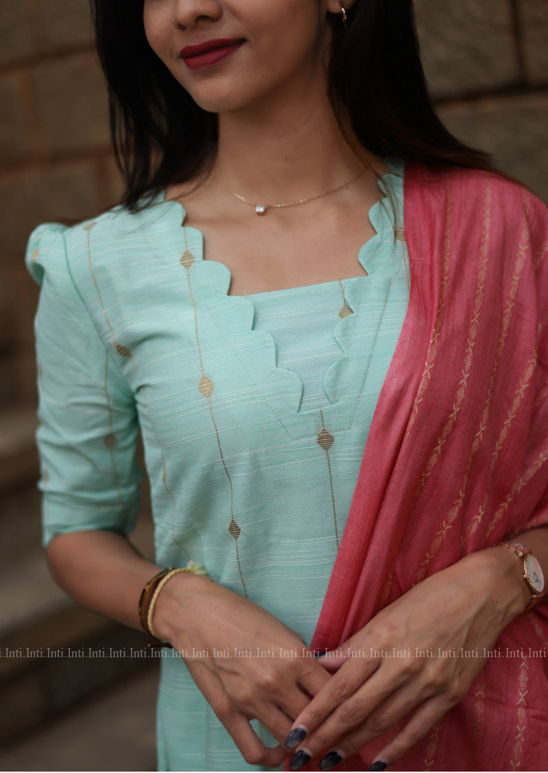 Pastel Pistha Thread Top & Dupatta Set