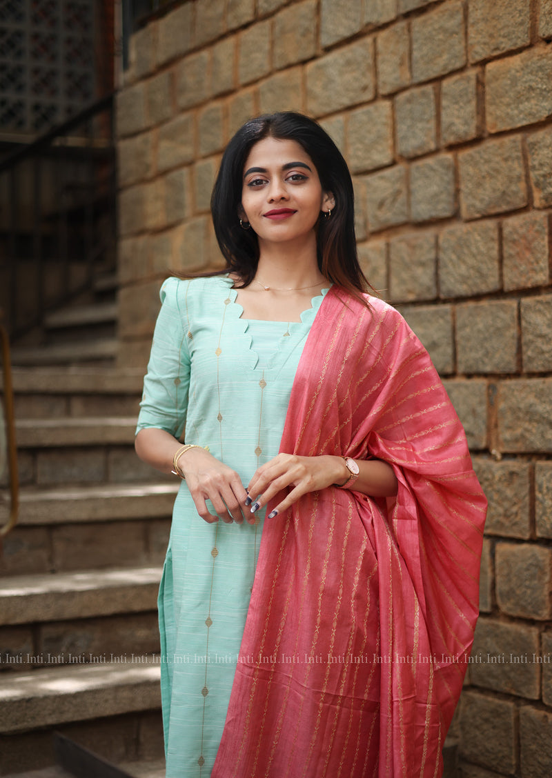 Pastel Pistha Thread Top & Dupatta Set