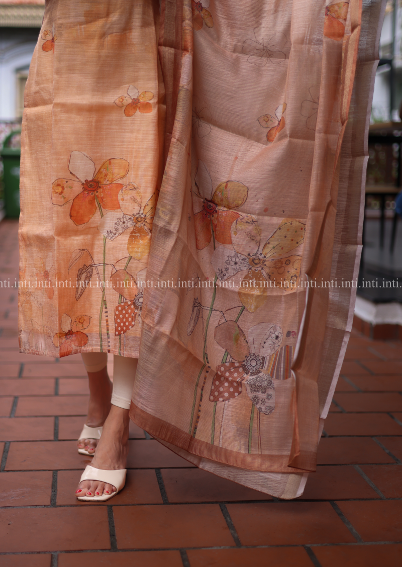 Sunlit Petals Top & Dupatta Set