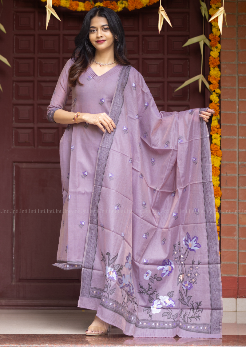 Vintage Petal Top & Dupatta Set