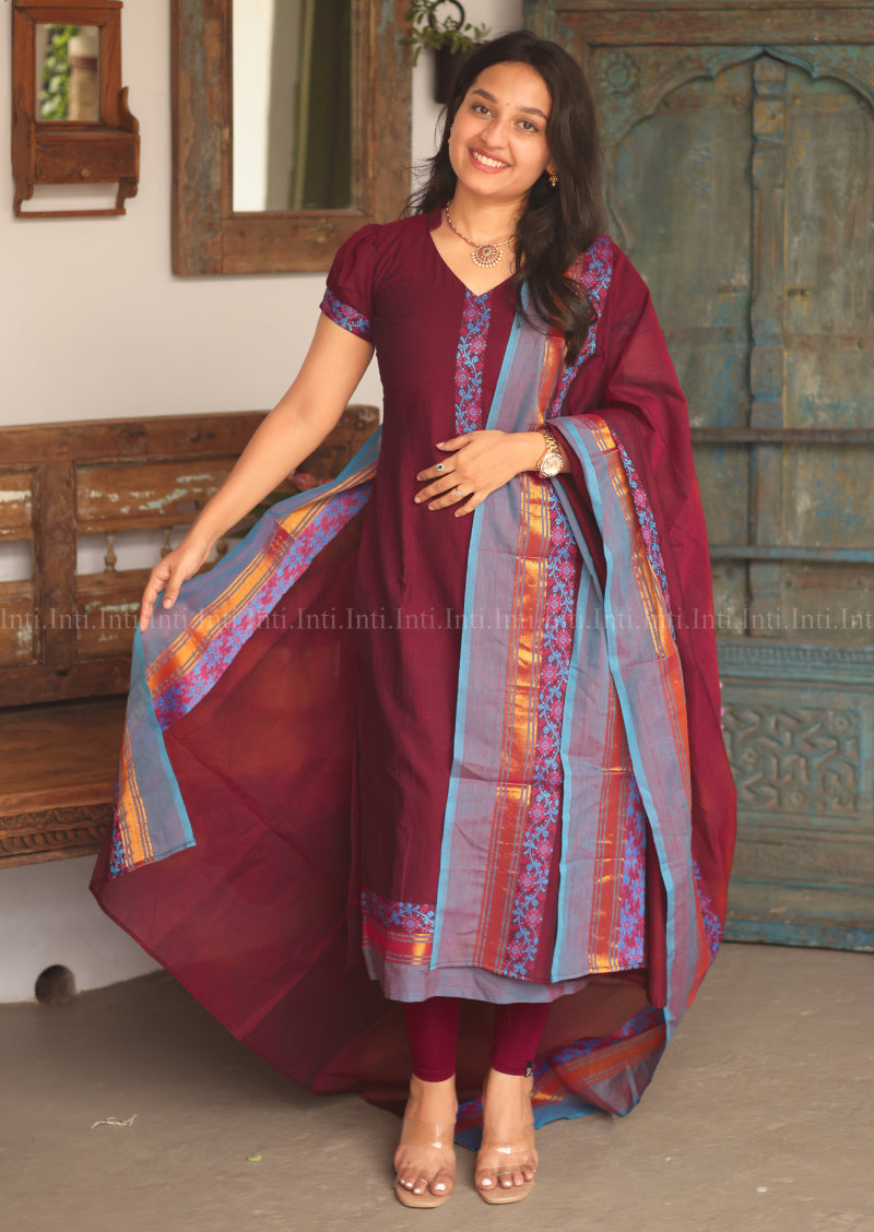 Vintage Ruby Top & Dupatta Set