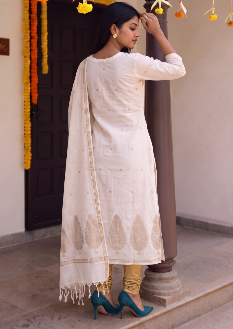 Oyster Feri Top & Dupatta Set