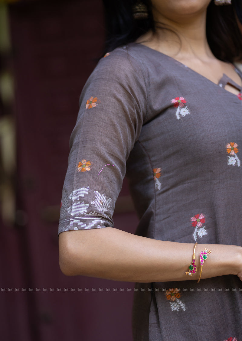 Wine Rose Top & Dupatta Set