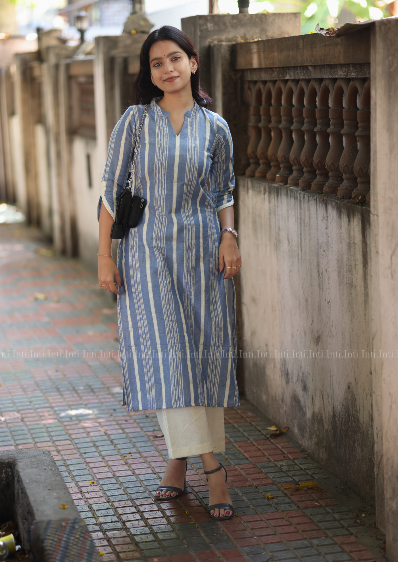 Blue Lattice Top & Pant Set