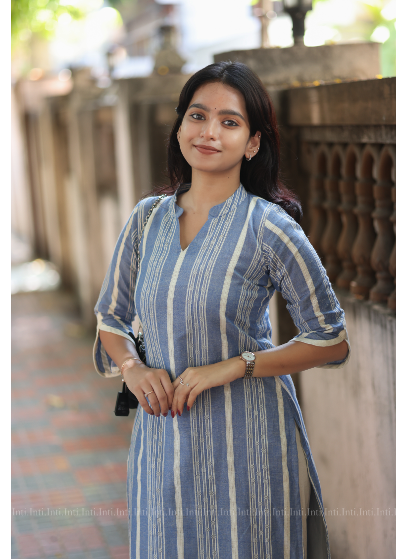 Blue Lattice Top & Pant Set