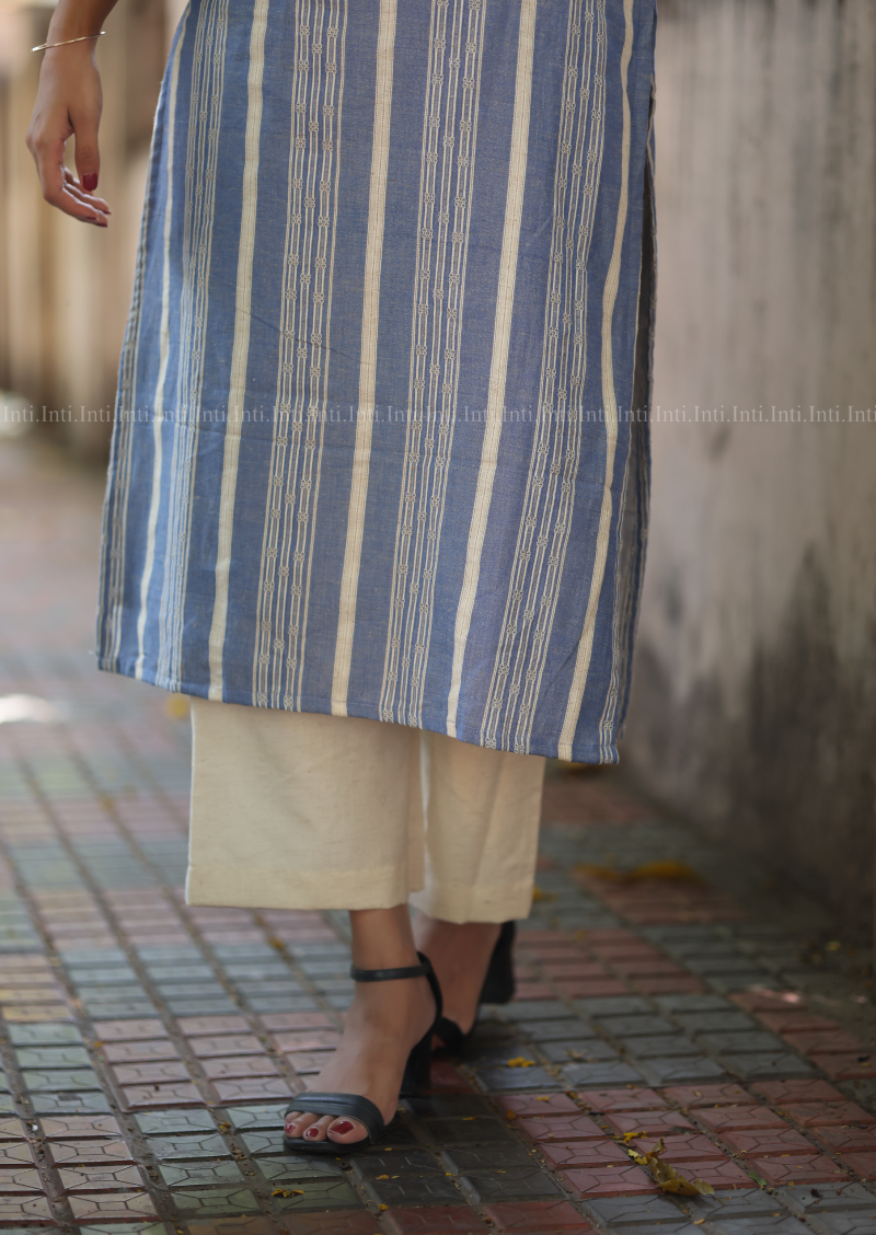 Blue Lattice Top & Pant Set