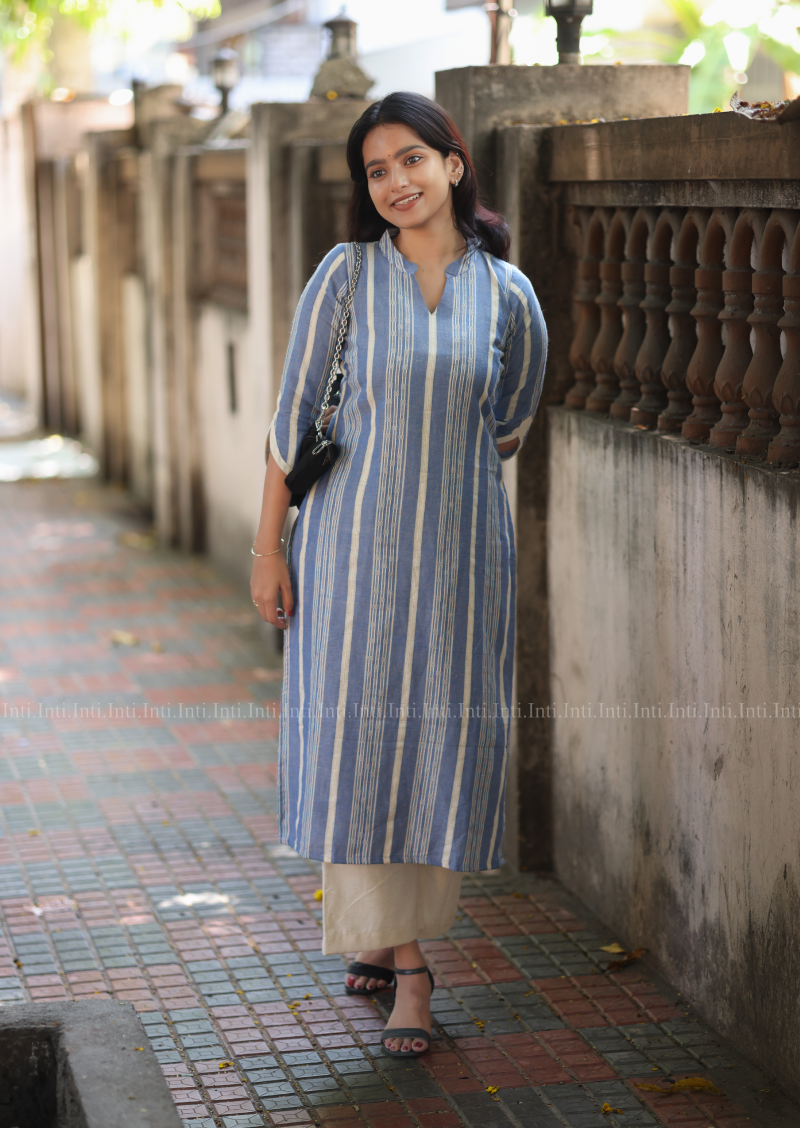 Blue Lattice Top & Pant Set