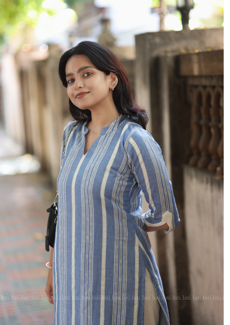 Blue Lattice Top & Pant Set
