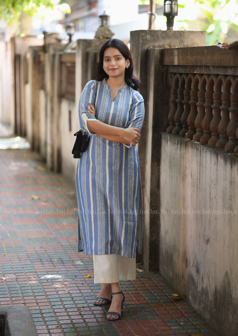 Blue Lattice Top & Pant Set