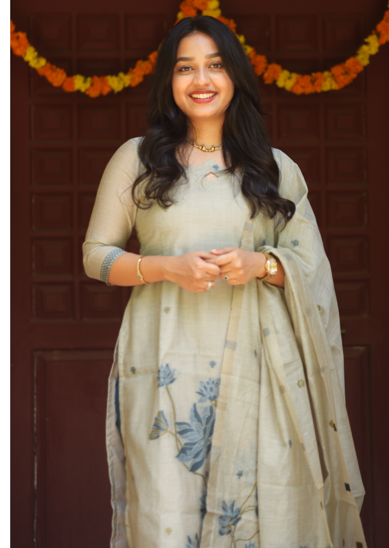 Blue Lotus Top & Dupatta Set