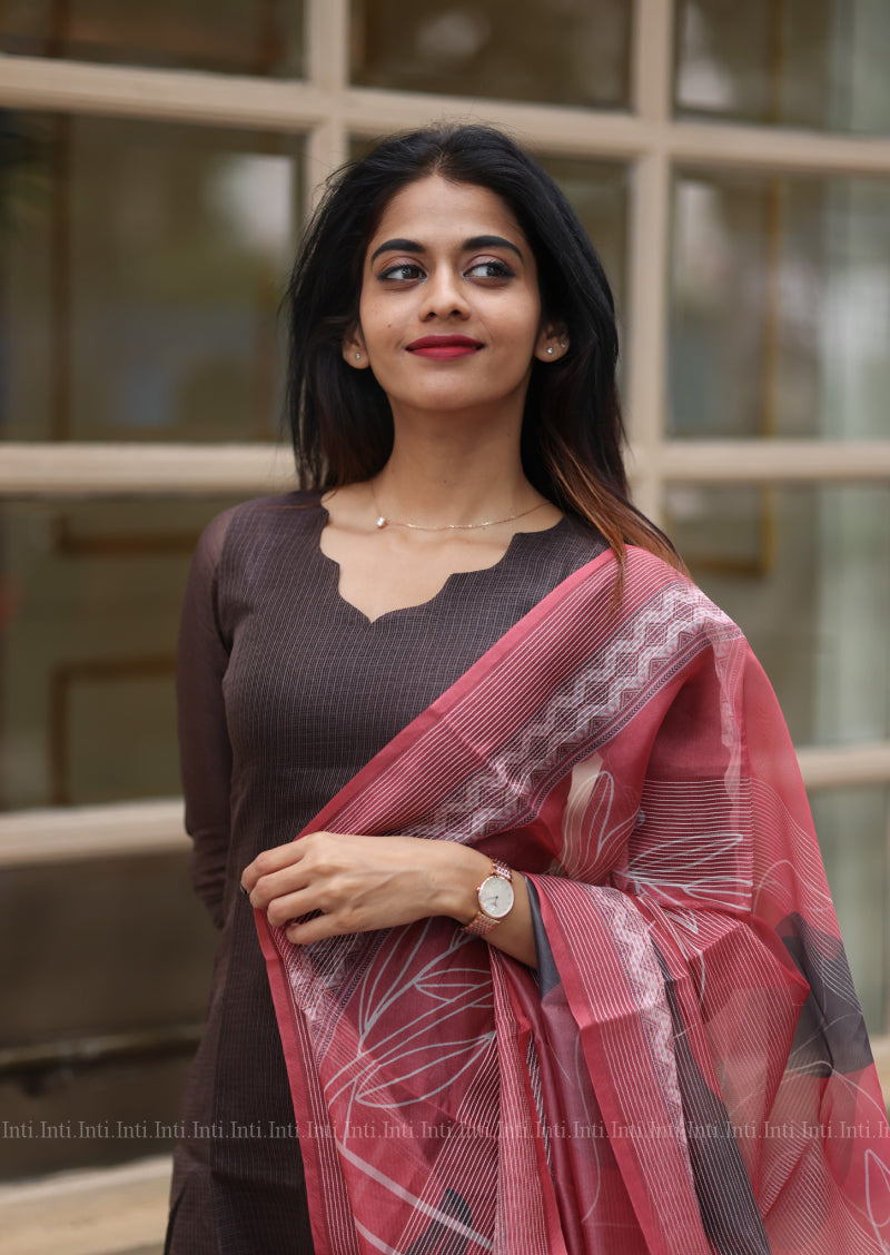 Chocolate Truffle Top & Dupatta Set