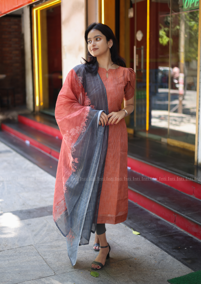 Fawn Cloud Top & Dupatta Set