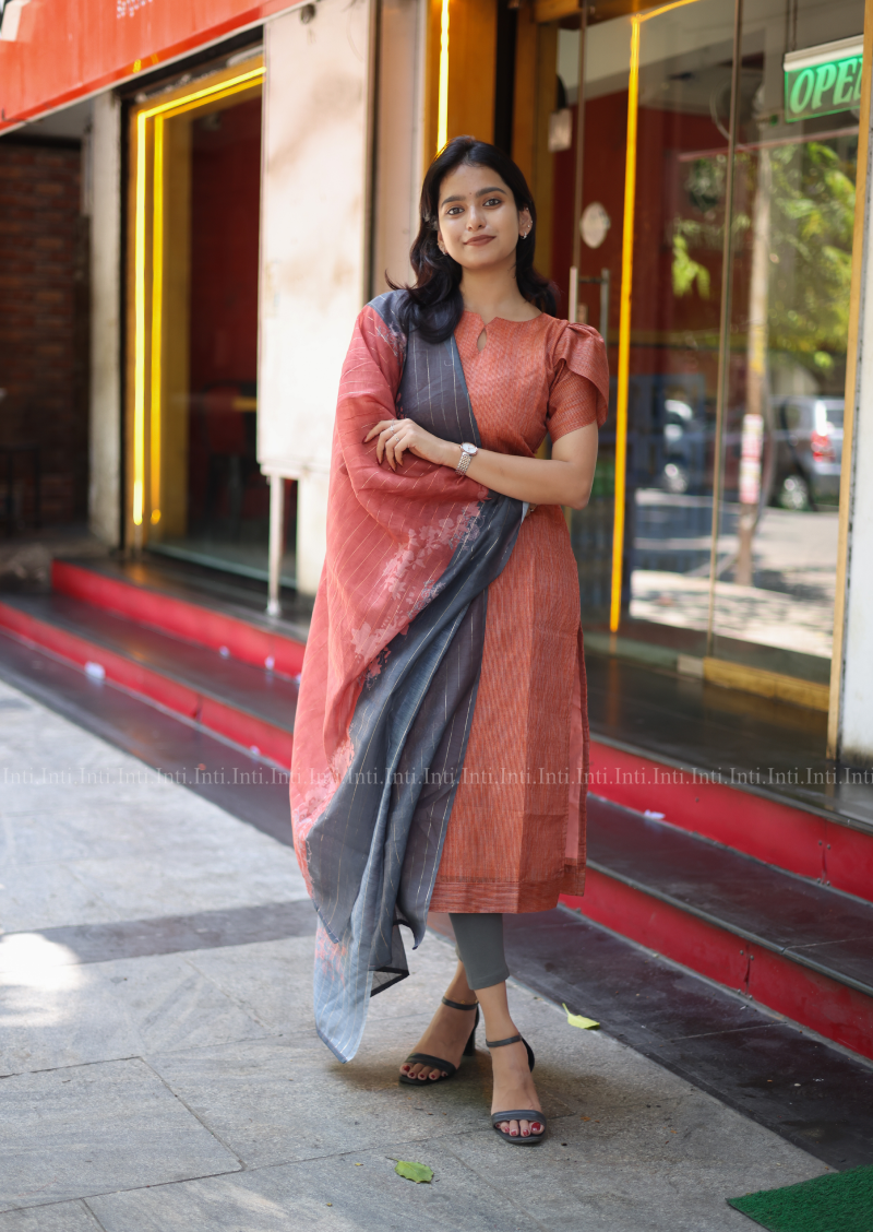 Fawn Cloud Top & Dupatta Set