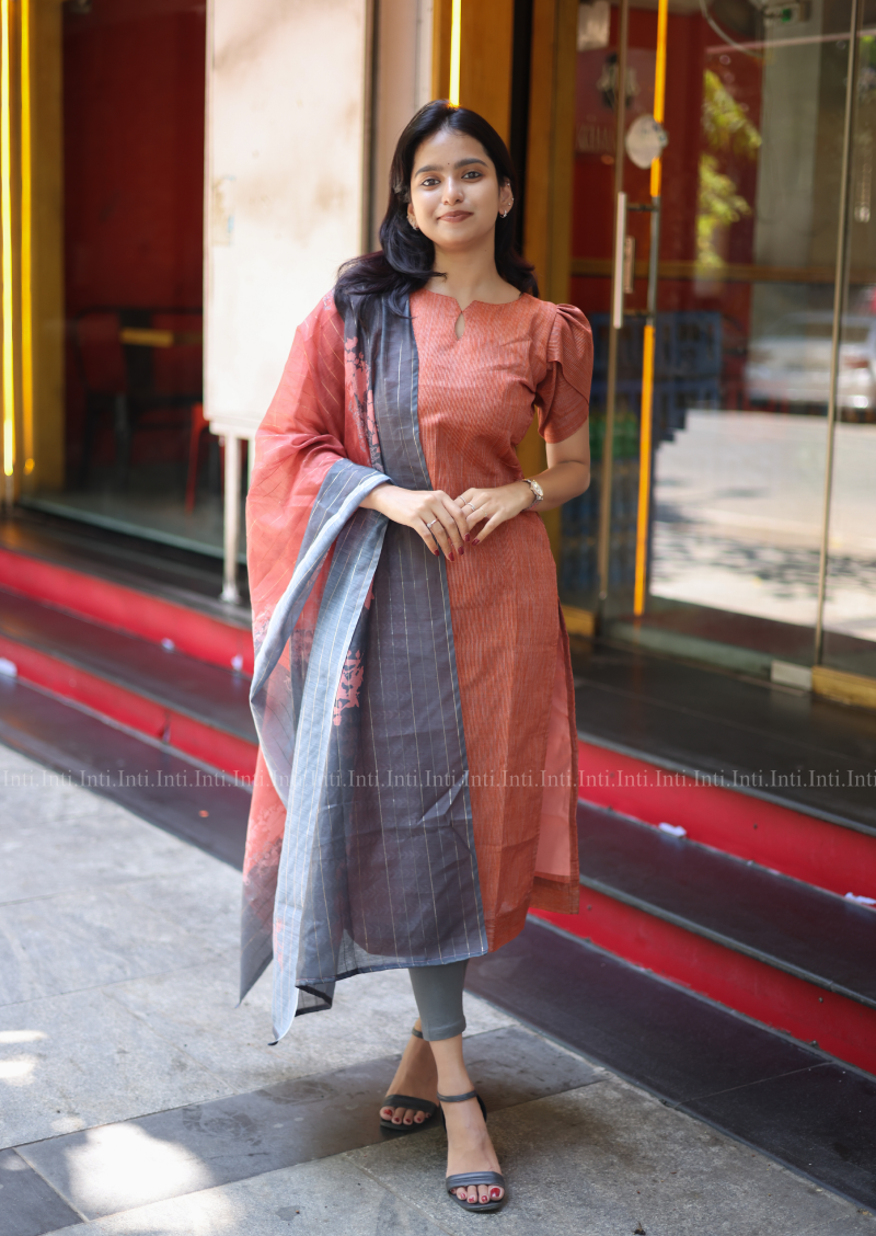 Fawn Cloud Top & Dupatta Set