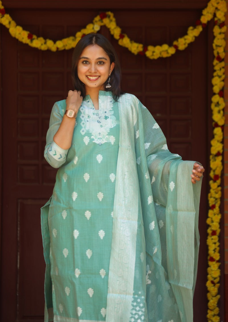 Mint Elysee Top & Dupatta Set