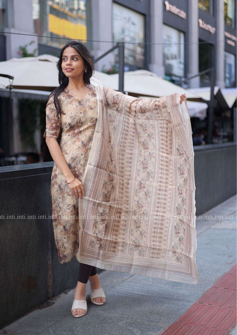 Chestnut Charm Top and Dupatta Set