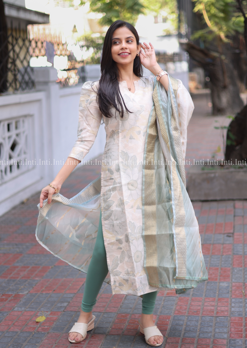 Lush Flora Top & Dupatta Set